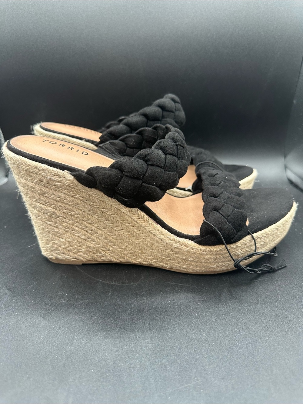 NWT Torrid Black Braided Espadrille Platform Wedge Sandal Sz 11.5